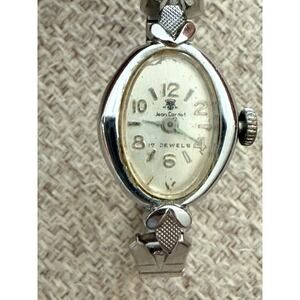 Vintage Jean Cardot Ladies Watch 17 Jewels Silver Tone Bracelet